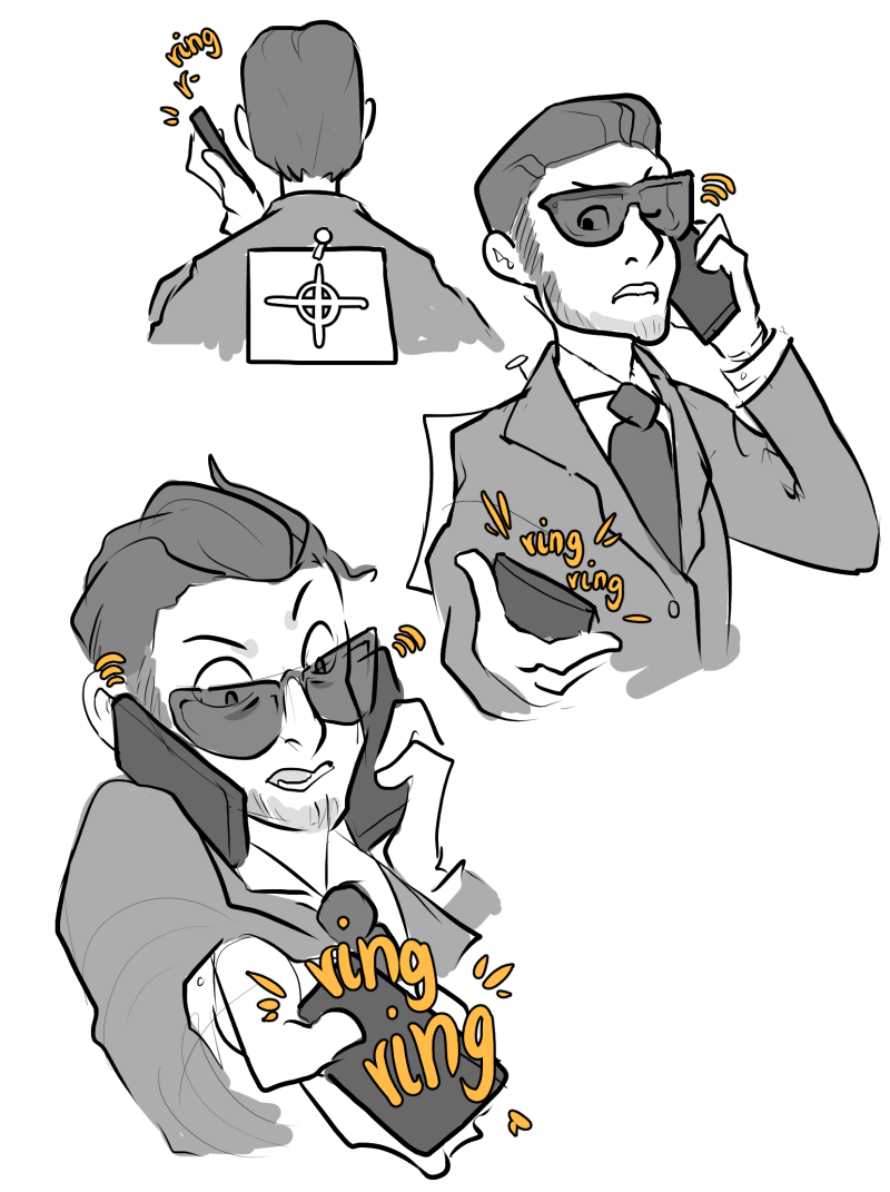 An illustration of a suited business person with a target pinned to their back receives an increasing number of phone-calls